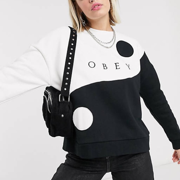 Obey Tops - Obey Darkside Yin Yang Women's Crewneck Sweatshirt NWT